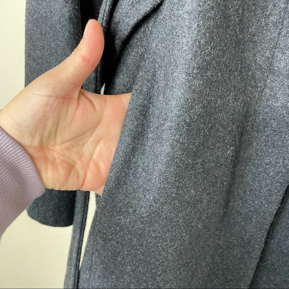 Dark Gray Wool Jacket with waist tie and pockets - Picture 6 of 8